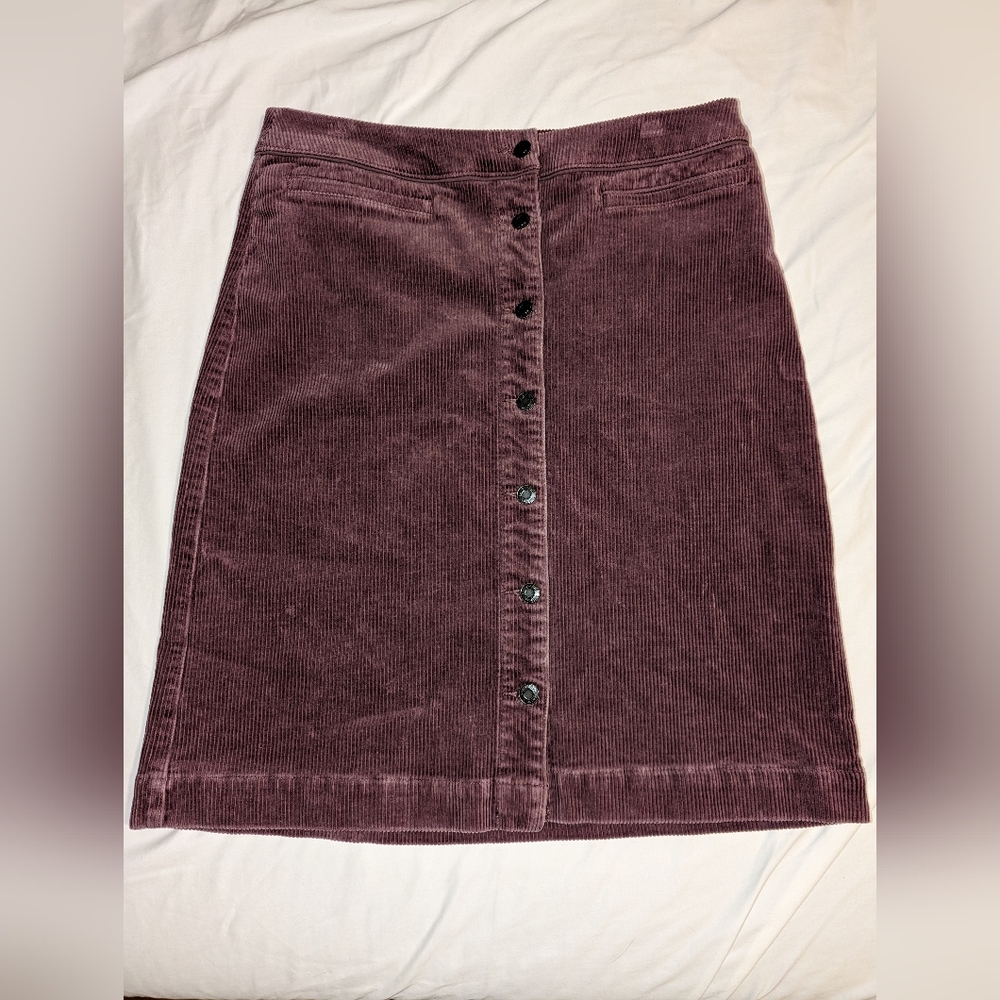 Lands End Woven Corduroy Midi Skirt Stretchy